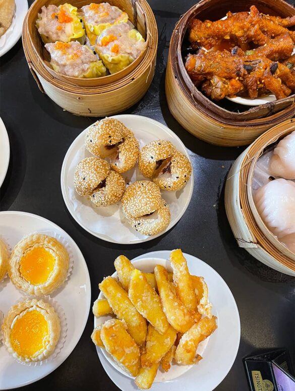Assortment of dim sum dishes at Pink Pearl Restaurant, taken by Noms Magazine