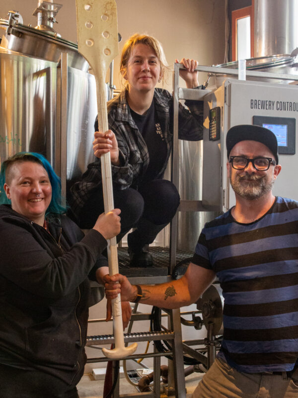 Brewing team at Settlment Brewing. From left to right: Kat, Natalia, and Travis.